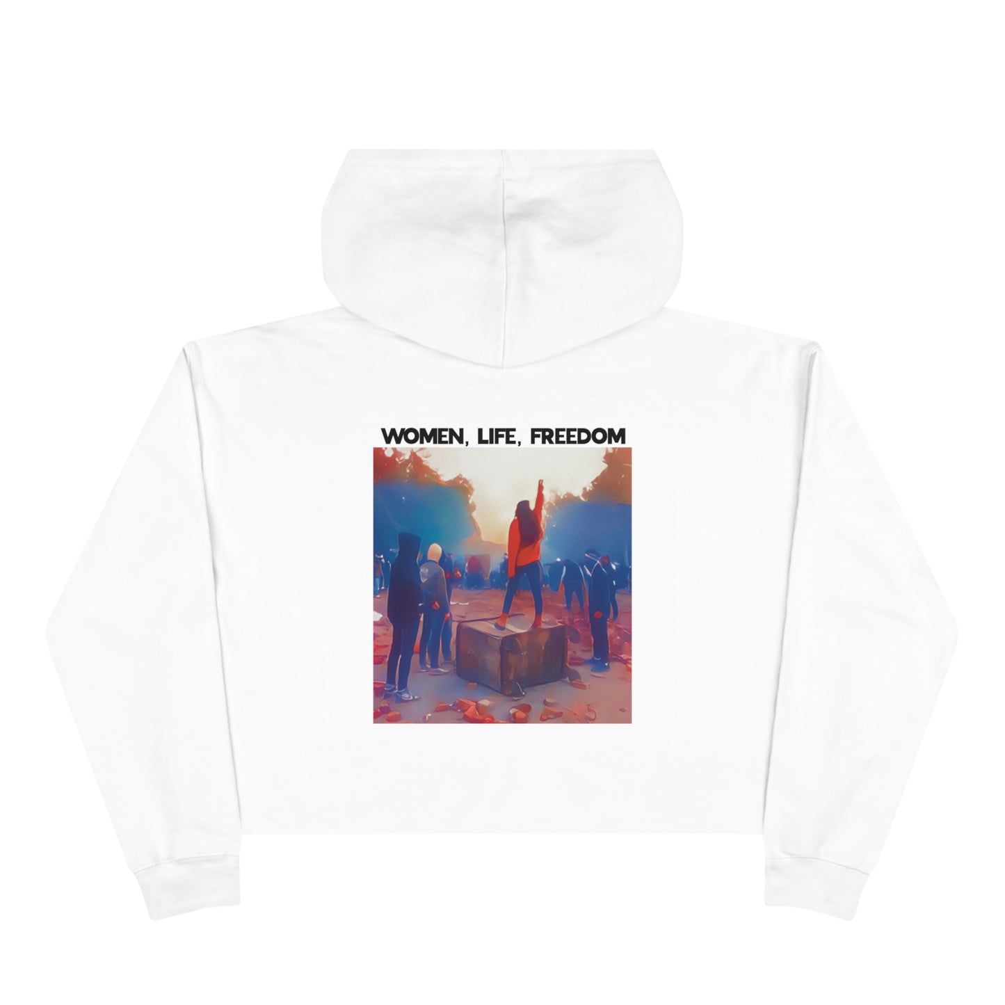 Women, Life, Freedom Mahsa Amini Iran Protests Crop Hoodie, 25% goes to charity
