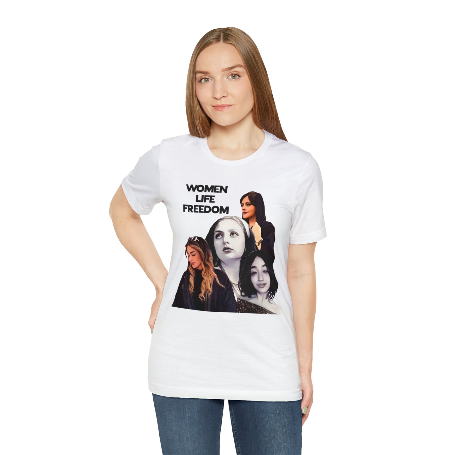 Women Life Freedom Mahsa Amini, Hadis Najafi, Sarina Elmailzadeh, and Aida Rostami Unisex Jersey Short Sleeve Tee, Stand with Iranian women, MADE IN USA, Fallen Women of Iran shirt, Mahsa Amini tshirt, 25% goes to Charity