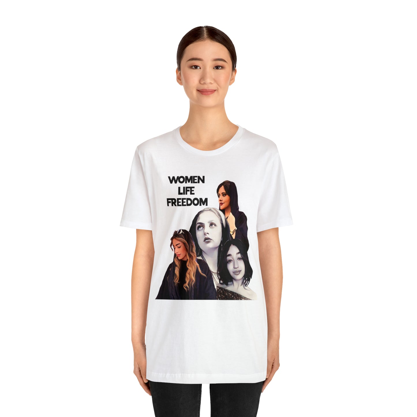 Women Life Freedom Mahsa Amini, Hadis Najafi, Sarina Elmailzadeh, and Aida Rostami Unisex Jersey Short Sleeve Tee, Stand with Iranian women, MADE IN USA, Fallen Women of Iran shirt, Mahsa Amini tshirt, 25% goes to Charity