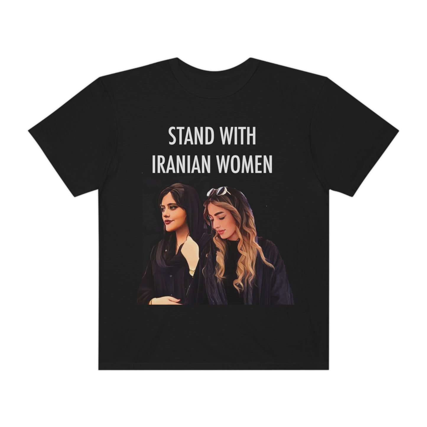 Unisex comfort Colors Mahsa Amini & Hadis Najafi Stand with Iranian Women T-shirt, 25% goes to charity