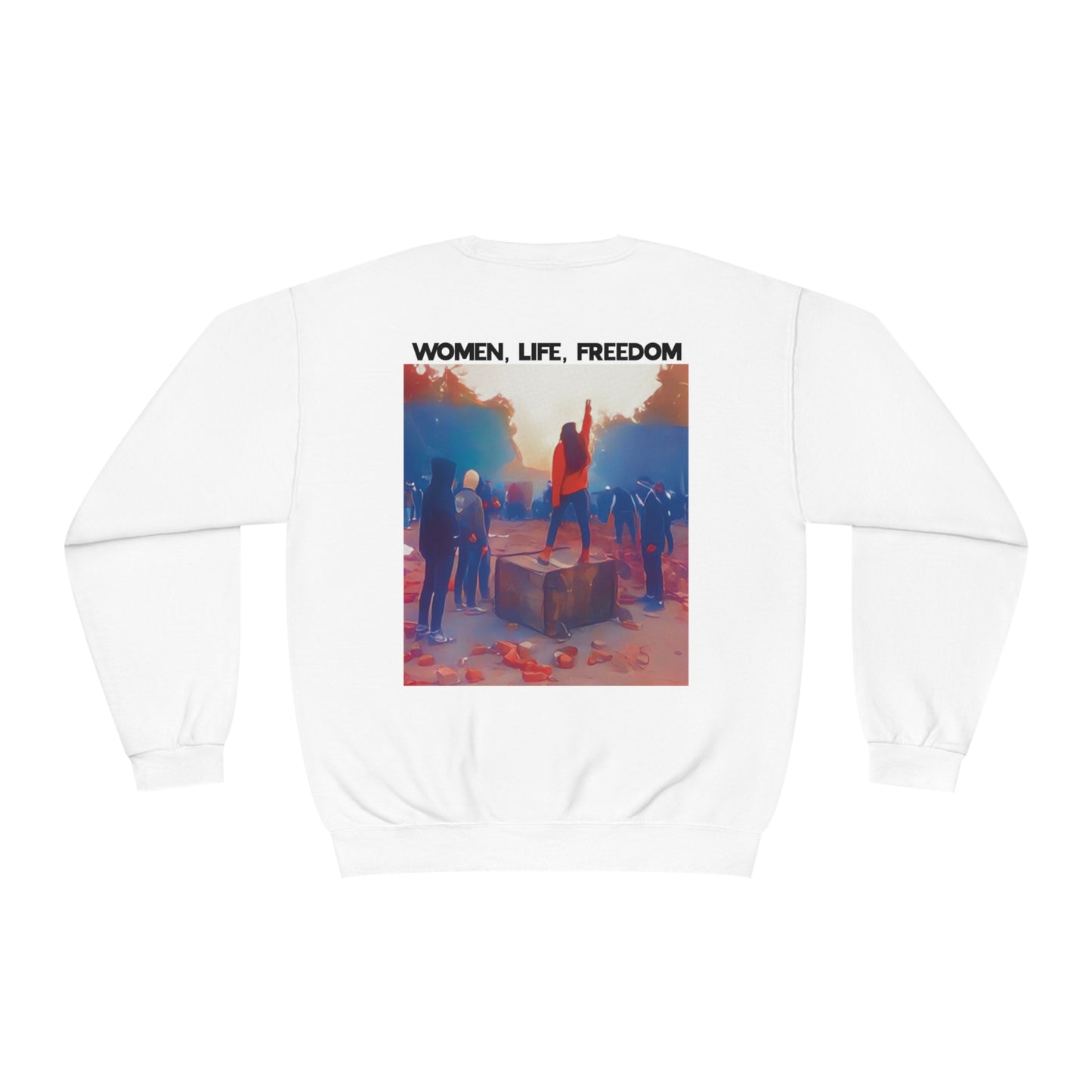 Women, Life, Freedom, Mahsa Amini Iran Protests Unisex NuBlend® Crewneck Sweatshirt, 25% goes to charity