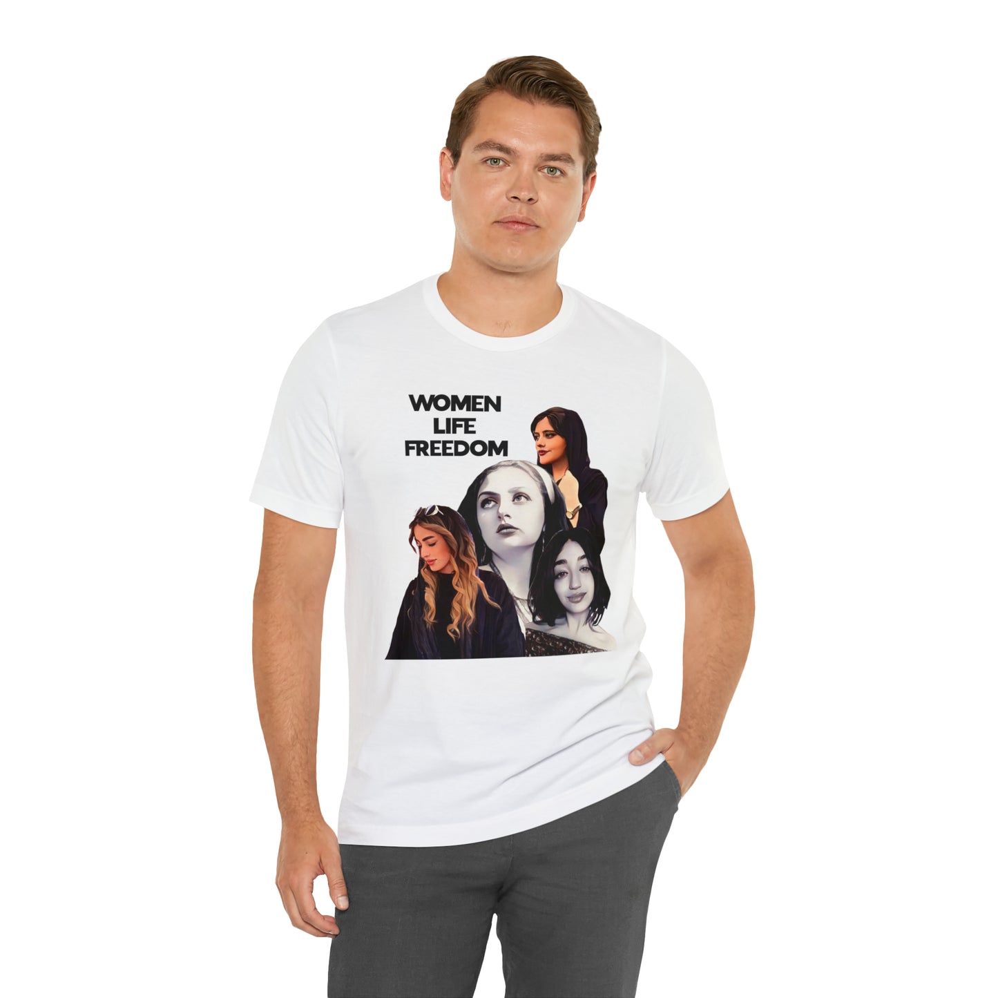 Women Life Freedom Mahsa Amini, Hadis Najafi, Sarina Elmailzadeh, and Aida Rostami Unisex Jersey Short Sleeve Tee, Stand with Iranian women, MADE IN USA, Fallen Women of Iran shirt, Mahsa Amini tshirt, 25% goes to Charity