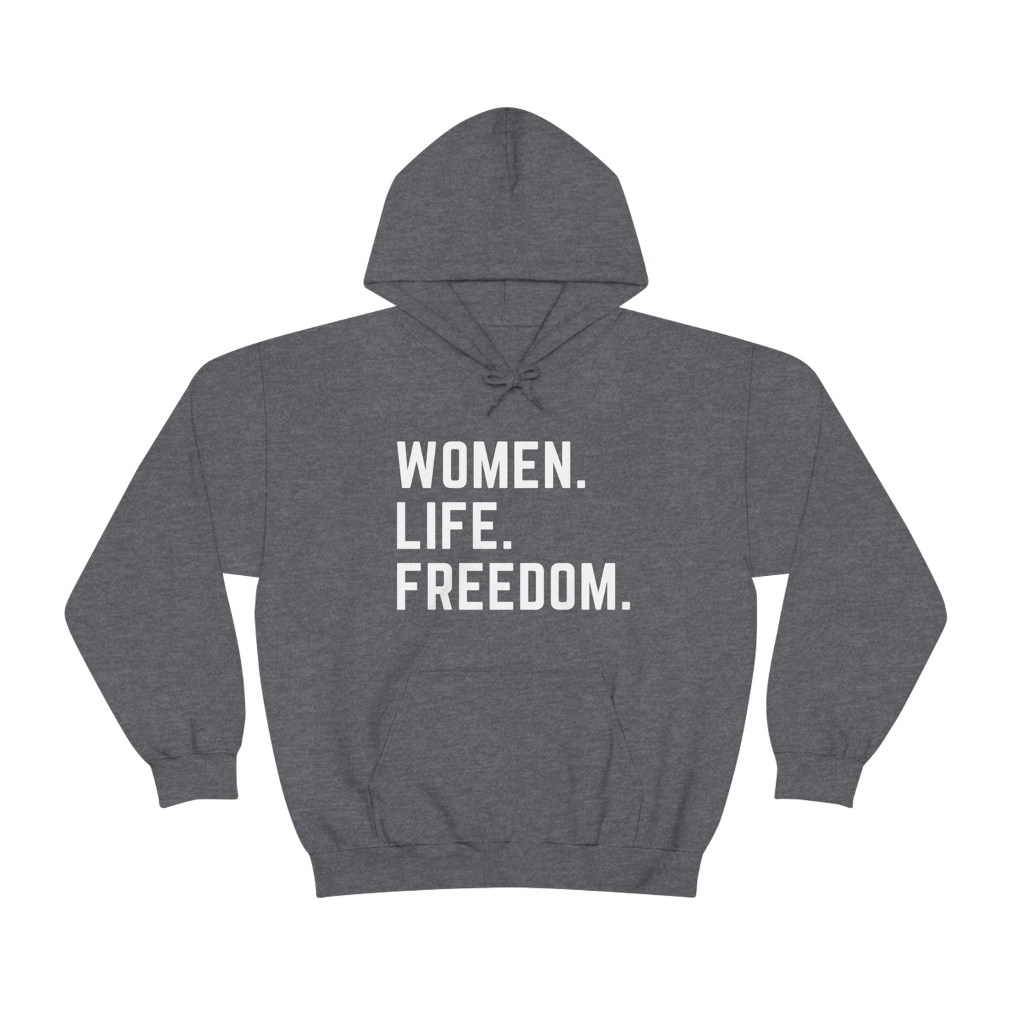 Heathered Grey Unisex Women, Life, Freedom Heavy Blend™ Hooded Sweatshirt