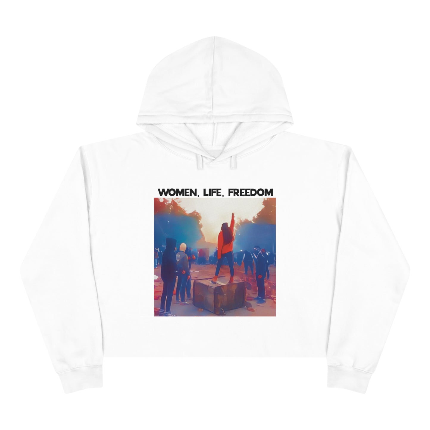 Women, Life, Freedom Mahsa Amini  Iran Protests Crop Hoodie, 25% goes to charity