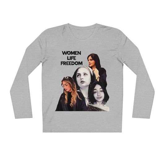 Women Life Freedom Stand with Iran Stanley/Stella Unisex Organic Ring-Spun Combed Cotton Shuffler Beautiful Long Sleeve Tee SHIPS FROM GERMANY