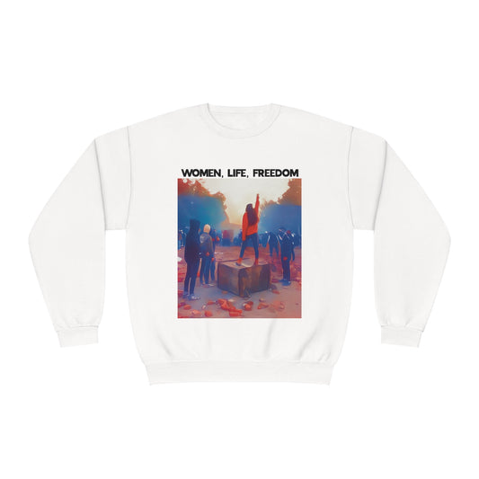 Women Life Freedom Iran Protests Unisex NuBlend® Crewneck Sweatshirt, 25% goes to Charity