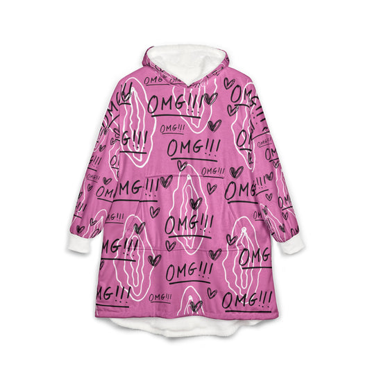 Pink Shocking Feminist we love vaginas Unisex Hooded Blanket