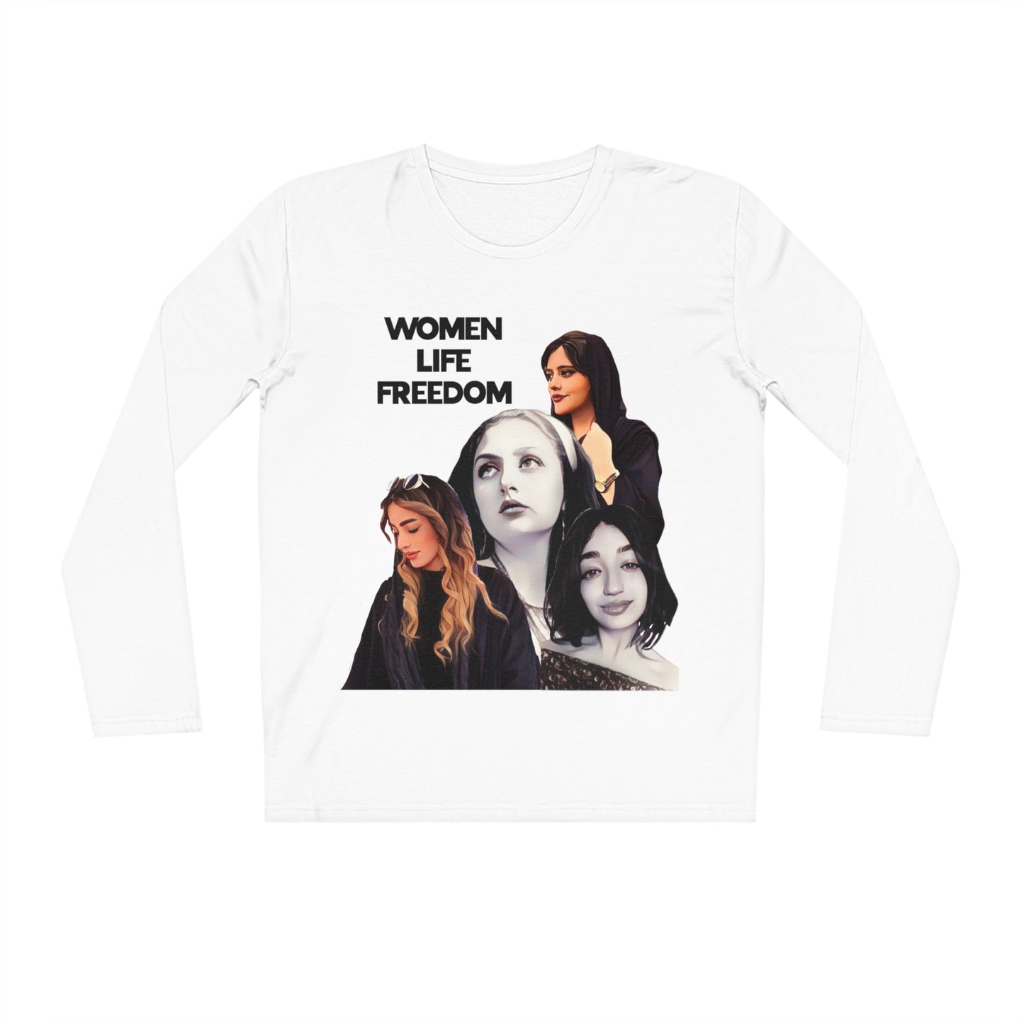 Women Life Freedom Stand with Iran Stanley/Stella Unisex Organic Ring-Spun Combed Cotton Shuffler Beautiful Long Sleeve Tee SHIPS FROM GERMANY