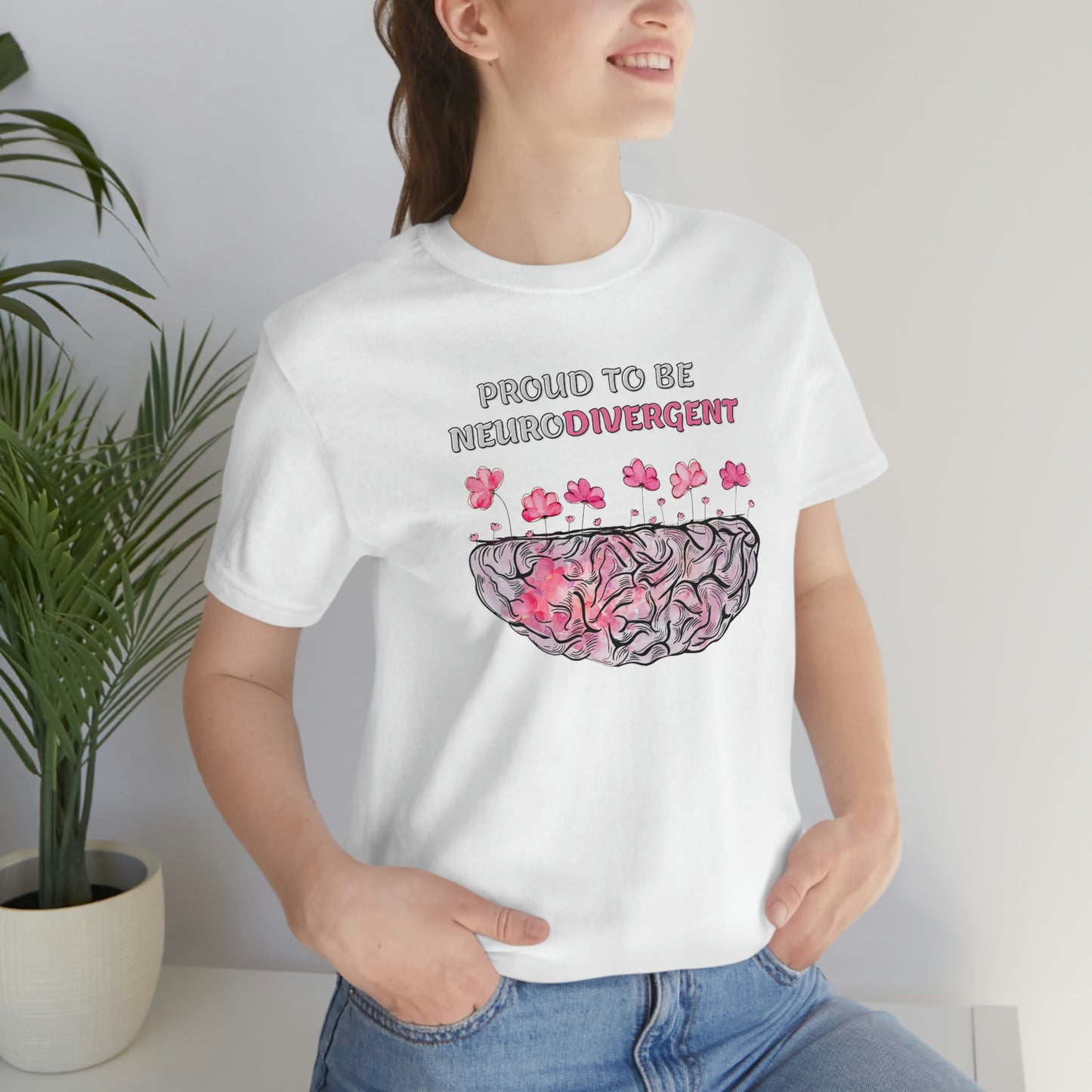 Beautiful hidden beauty within floral brain Proud to be Neurodivergent Unisex Short Sleeve T-Shirt, 25% goes to Charity, Autism Mom Owned, Autism, ADHD, Tourette’s, ODD tee