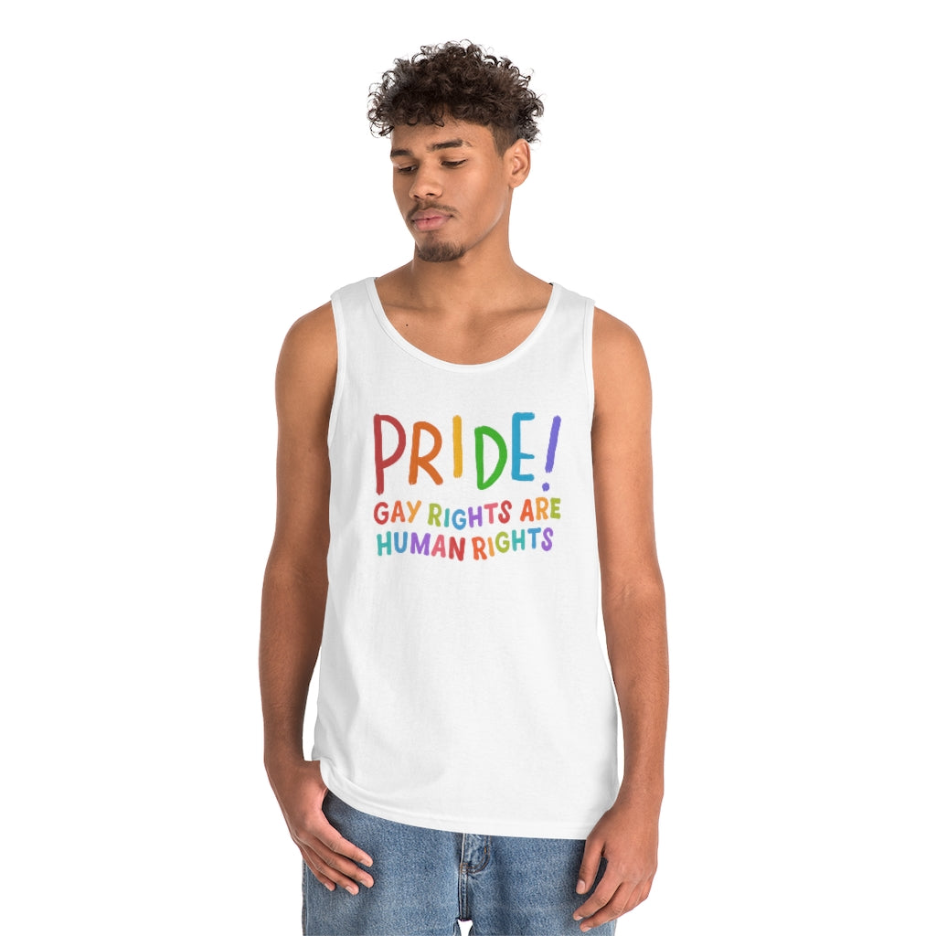 Pride Gay Rights are Human Rights Heavy Cotton Tank Top