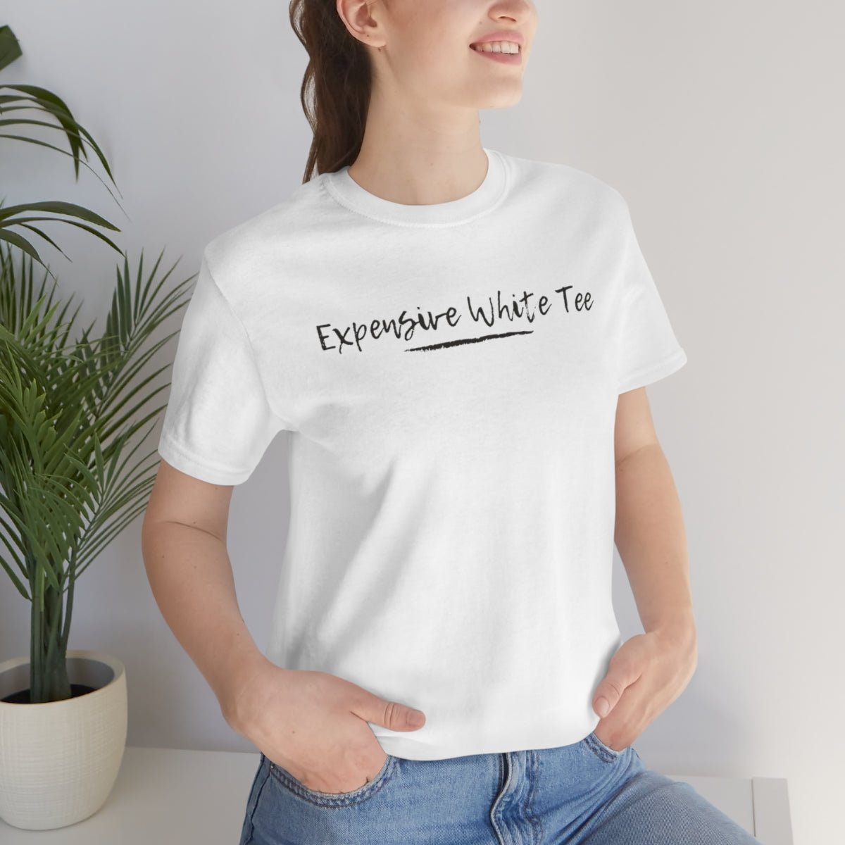 Expensive white Unisex Short Sleeve Tee