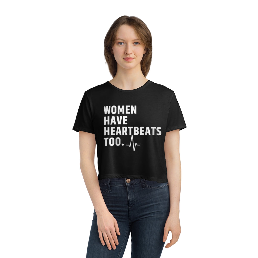 Roe vs Wade Women have Heartbeats too Women's Flowy Cropped Tee