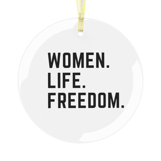 Women Life Freedom Christmas Glass Ornament