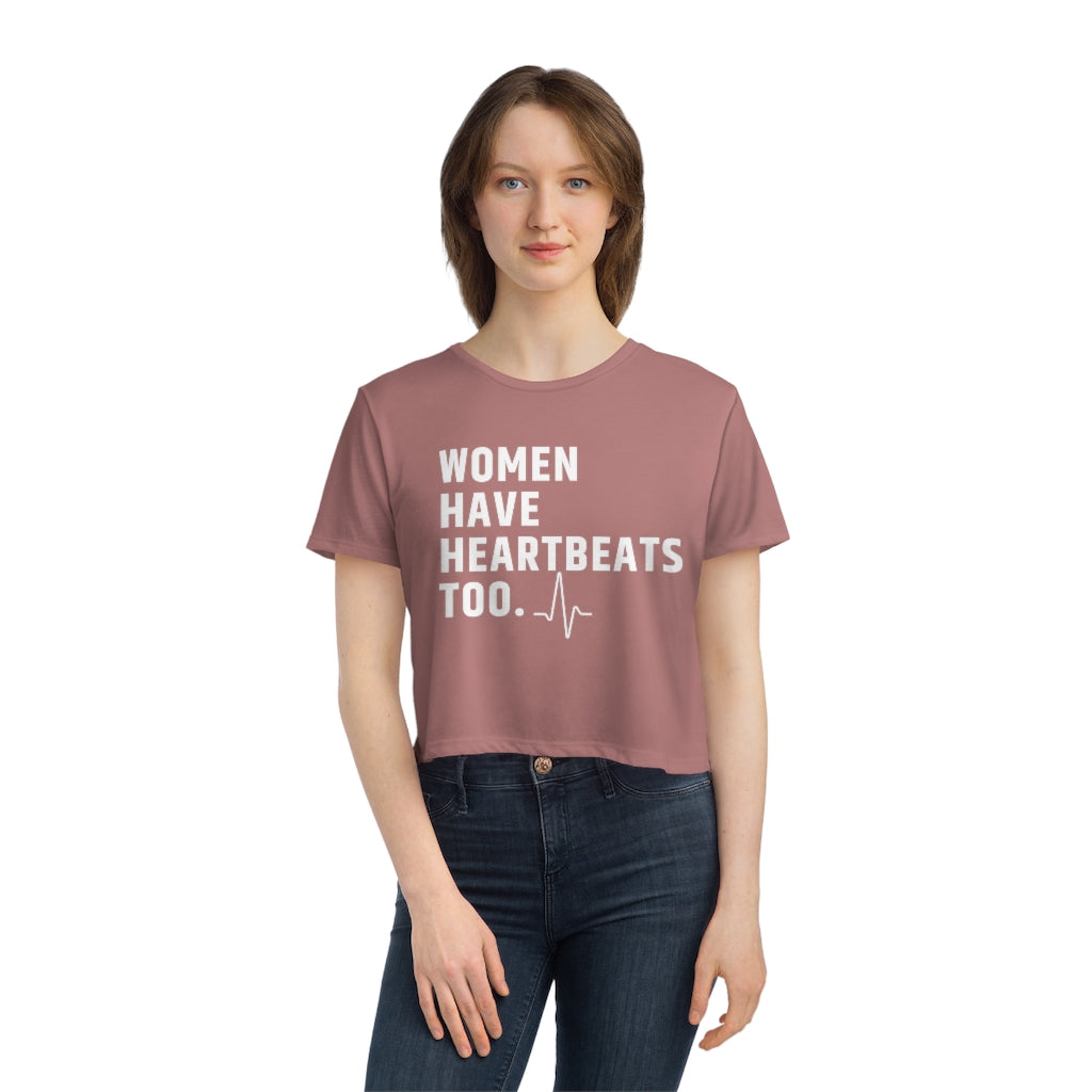 Roe vs Wade Women have Heartbeats too Women's Flowy Cropped Tee