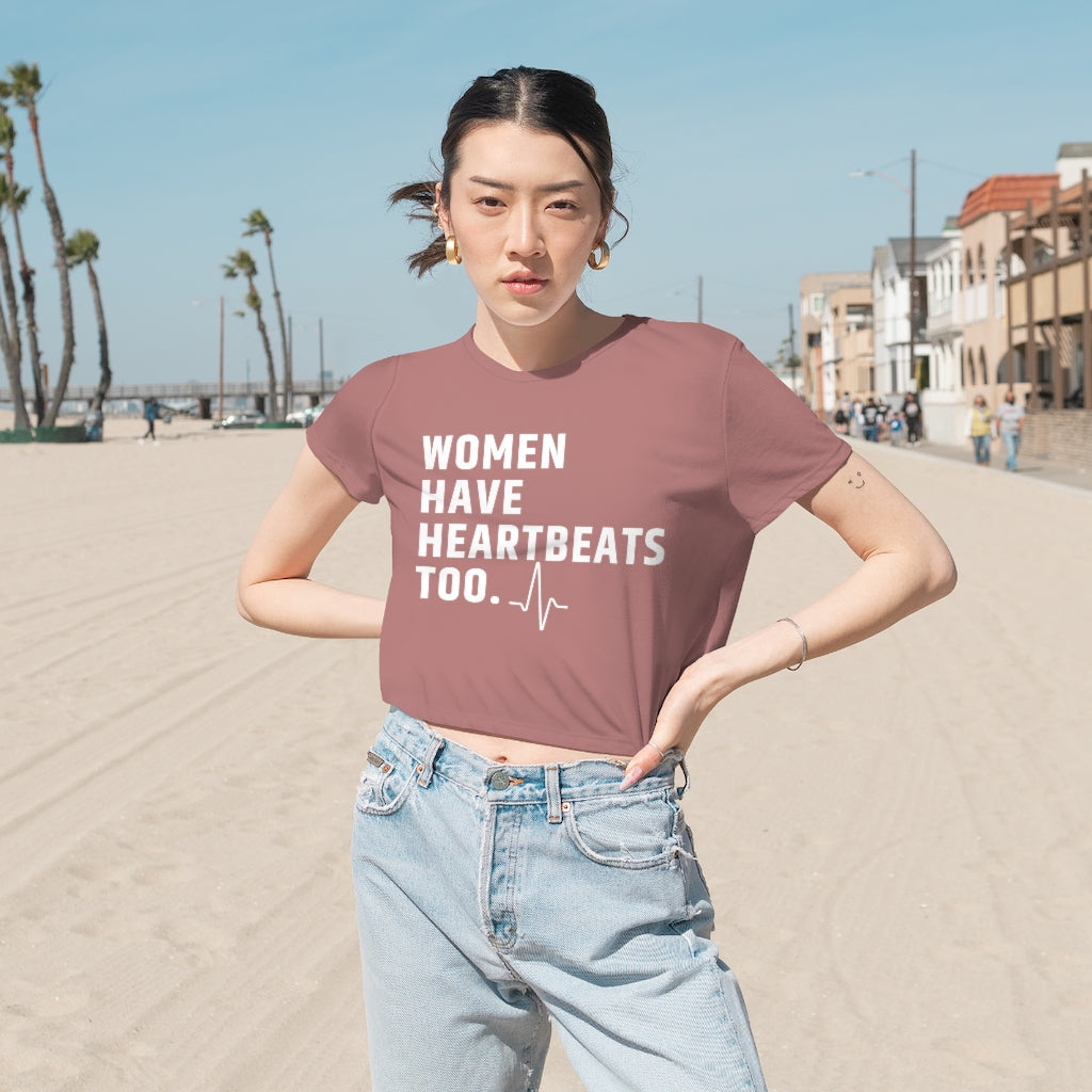 Roe vs Wade Women have Heartbeats too Women's Flowy Cropped Tee