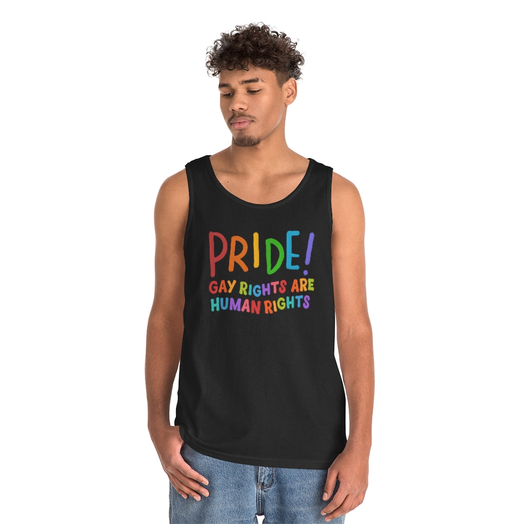 Pride Gay Rights are Human Rights Heavy Cotton Tank Top