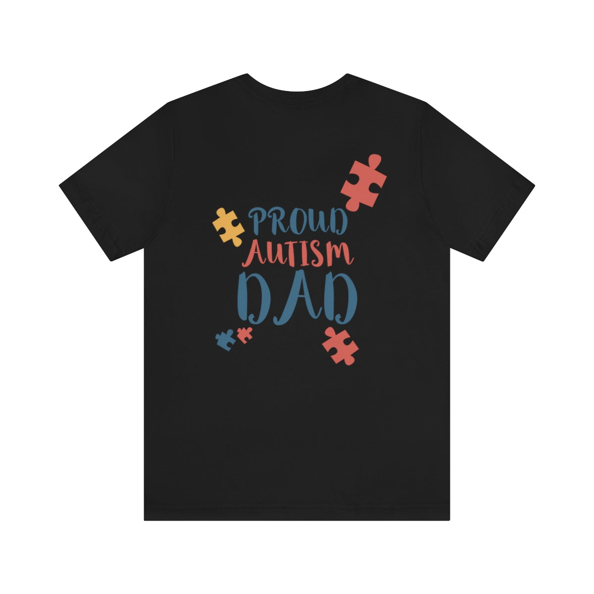 Proud Autism Dad Super Soft black Bella+Canvas Jersey Short Sleeve Tee