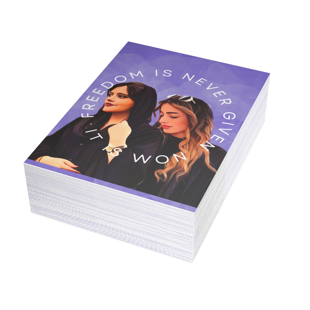 Mahsa Amini Hadis Najafi Stand with the women of Iran Unfolded Greeting Cards (10, 30, and 50pcs)