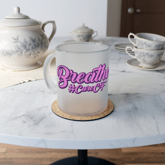 Cystic Fibrosis Cure CF Breathe frosted Glass Mug gift