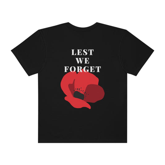 Lest we forget Remembrance & Memorial Day Unisex Comfort Colors Garment-Dyed Relaxed Fit T-shirt