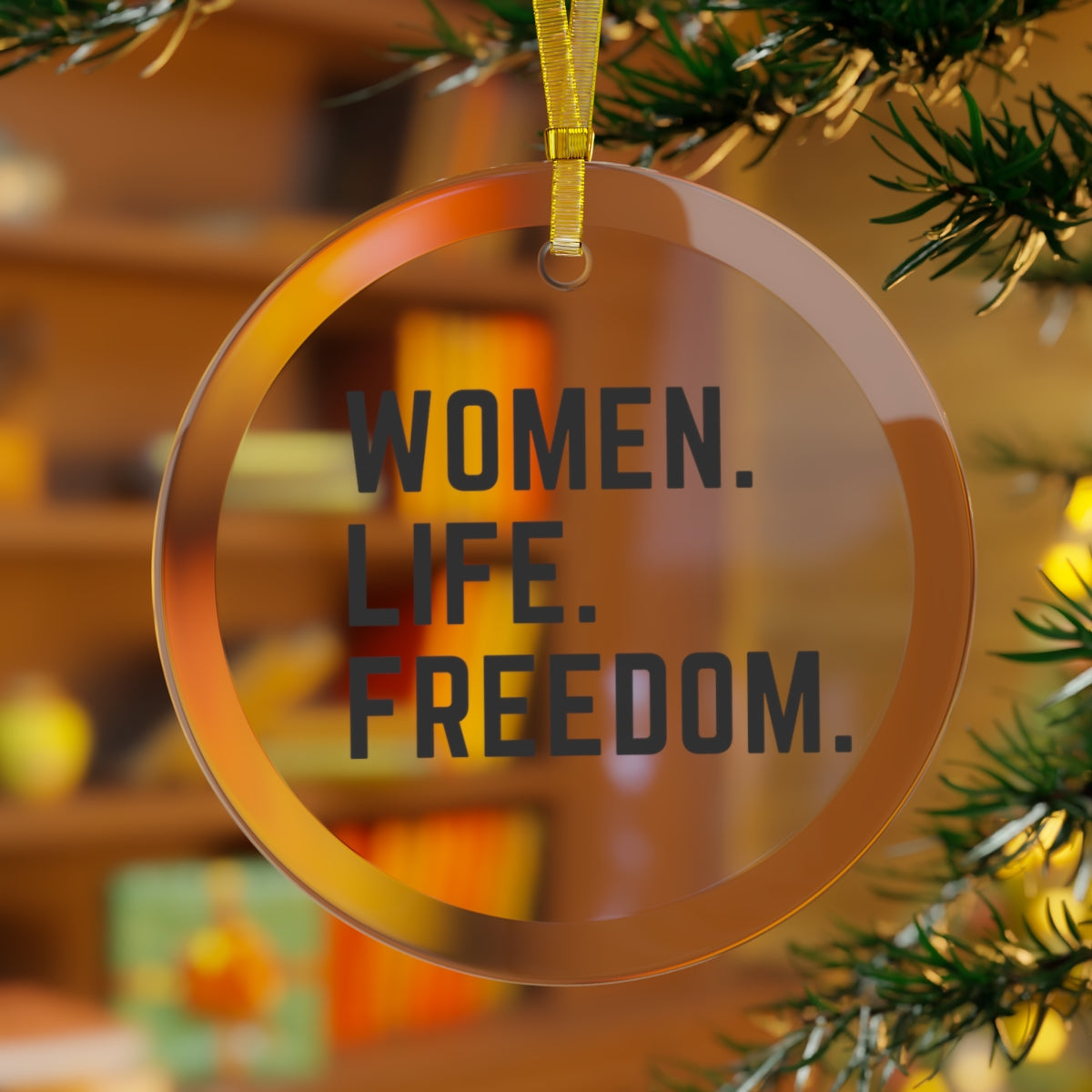 Women Life Freedom Christmas Glass Ornament