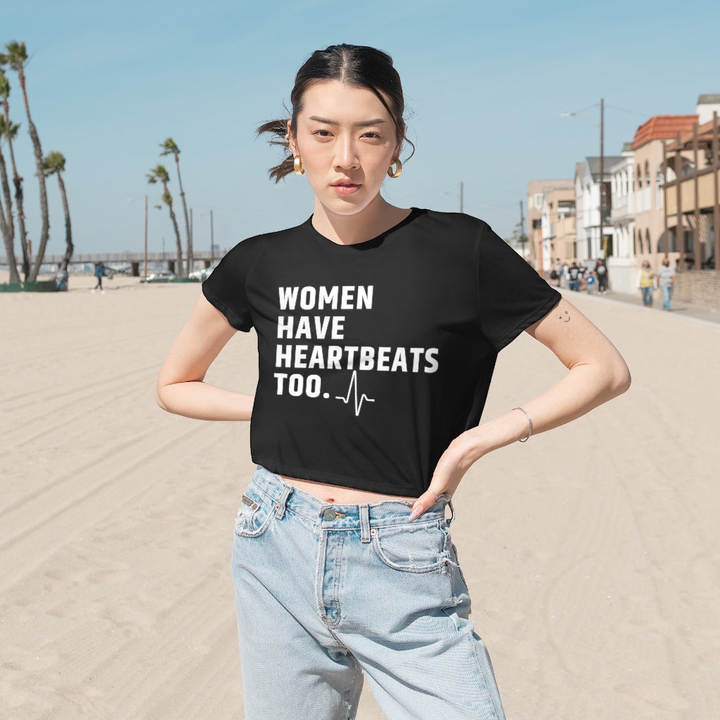 Roe vs Wade Women have Heartbeats too Women's Flowy Cropped Tee