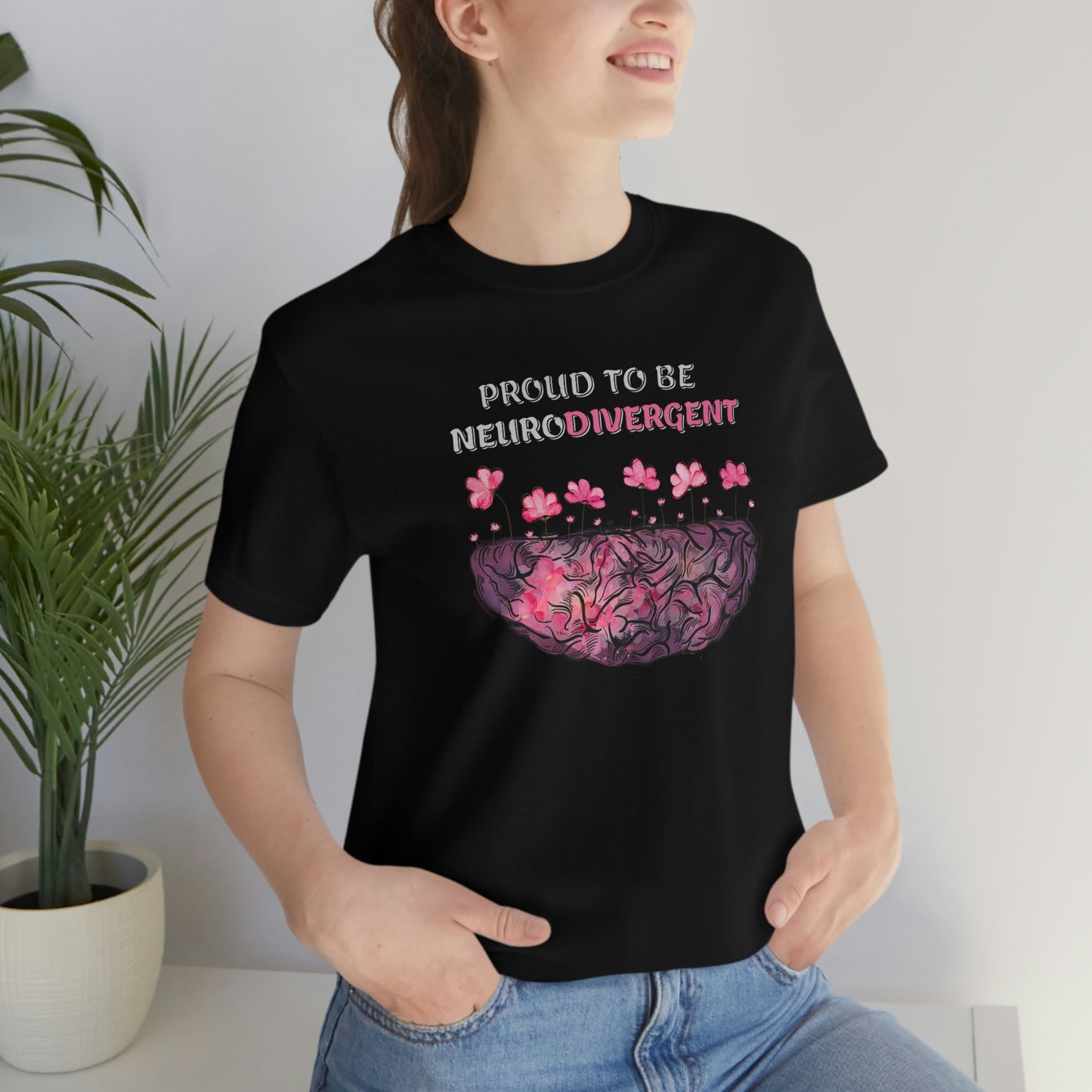 Beautiful hidden beauty within floral brain Proud to be Neurodivergent Unisex Short Sleeve T-Shirt, 25% goes to Charity, Autism Mom Owned, Autism, ADHD, Tourette’s, ODD tee