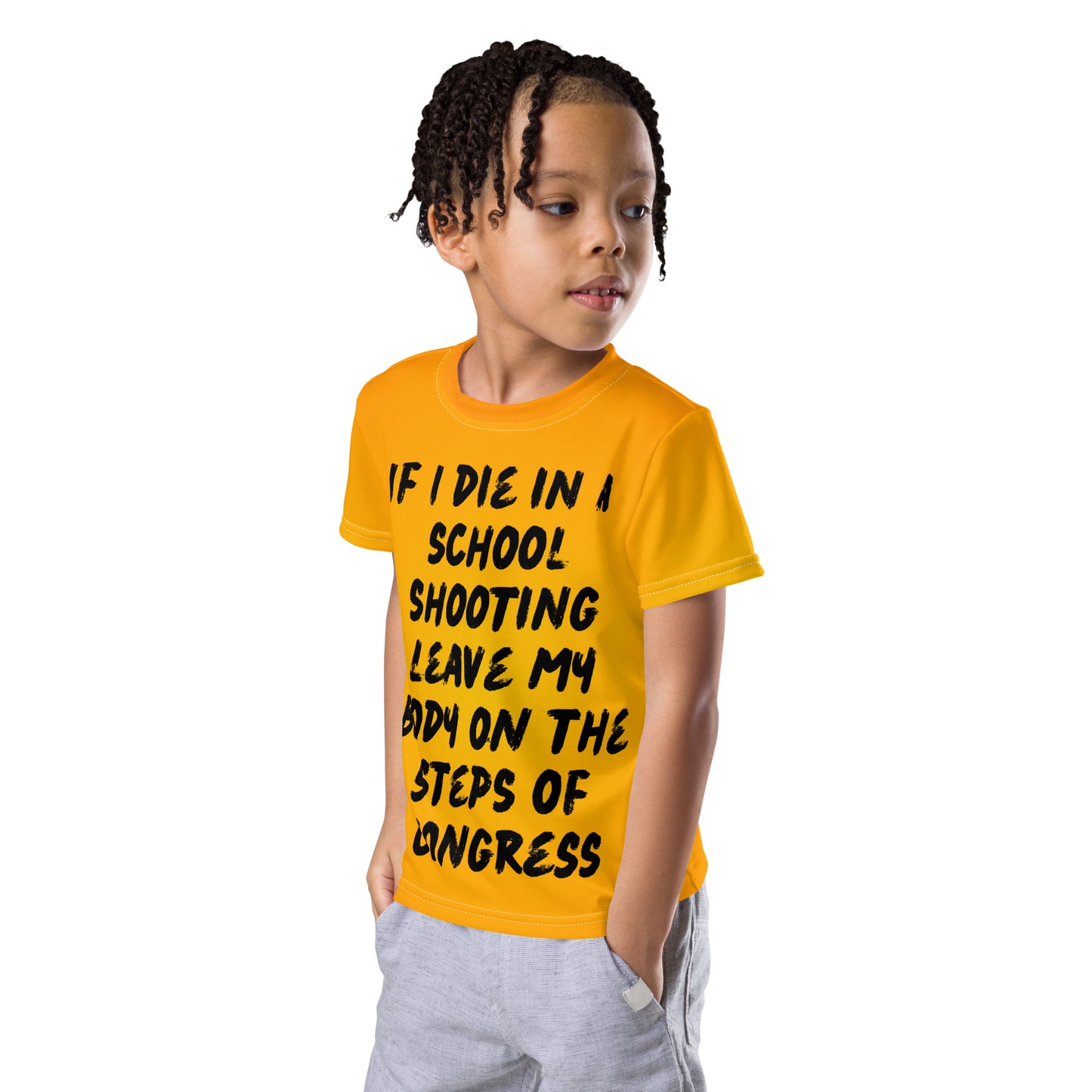 Kids If i die in a school shooting crew neck wear orange and end gun violence t-shirt