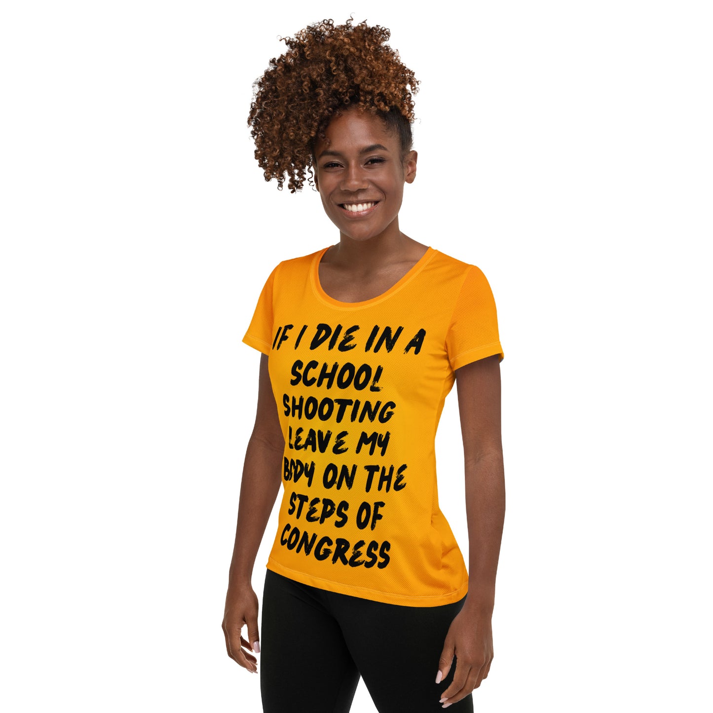 Women's If I die in a school shooting Athletic wear orange and End gun violence T-shirt