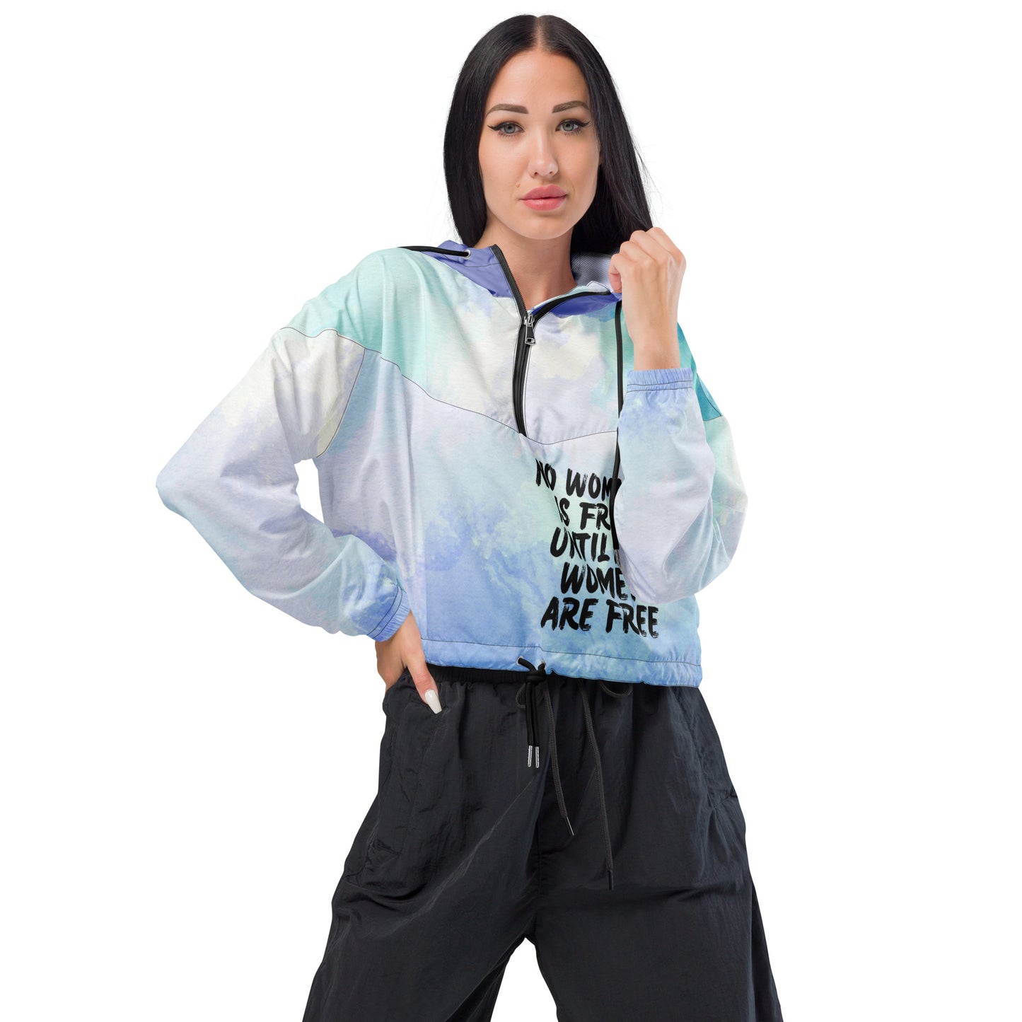 Women’s No Woman is free until all women are free Mahsa Amini cropped windbreaker Ships from China but looks amazing and is totally worth it!!