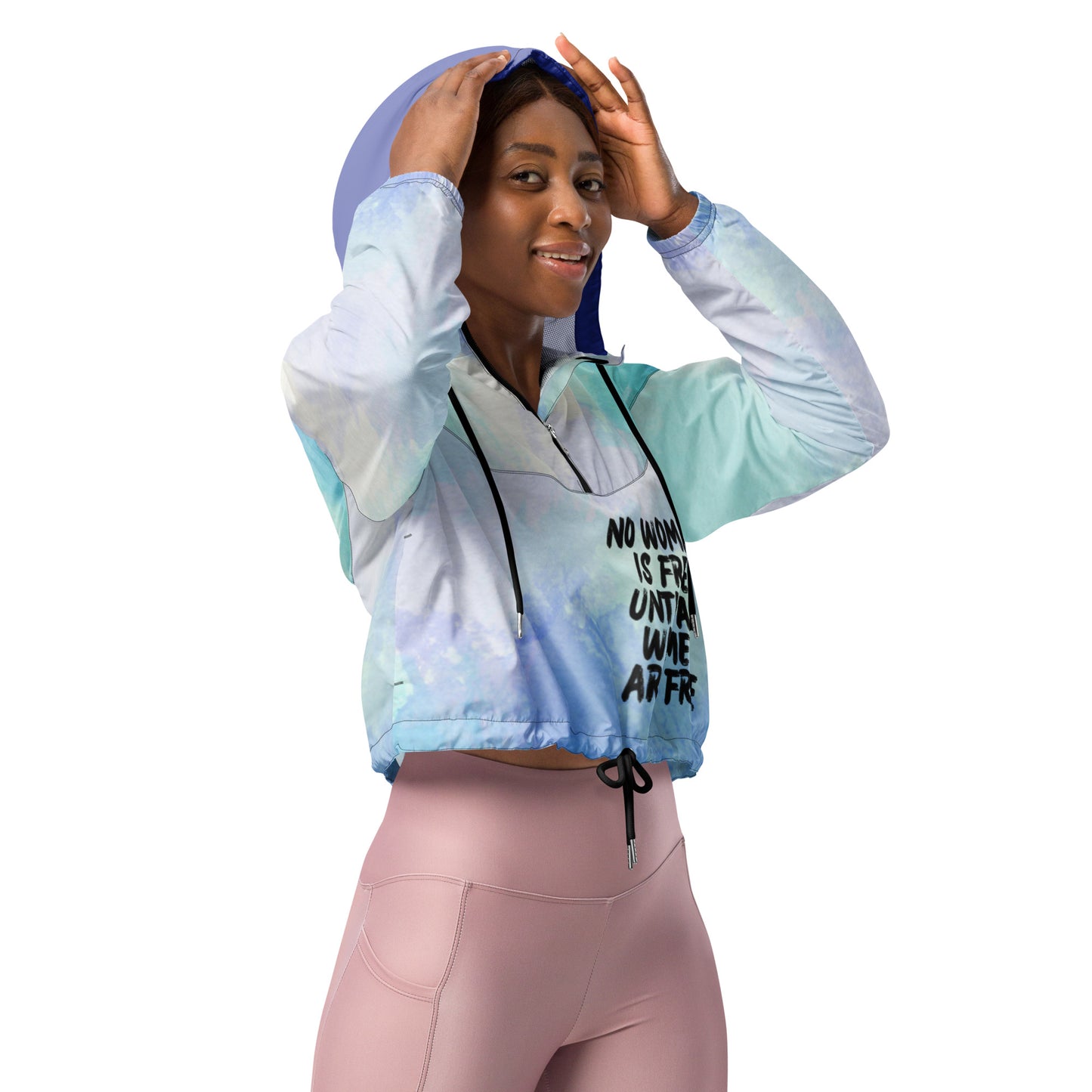 Women’s No Woman is free until all women are free Mahsa Amini cropped windbreaker Ships from China but looks amazing and is totally worth it!!