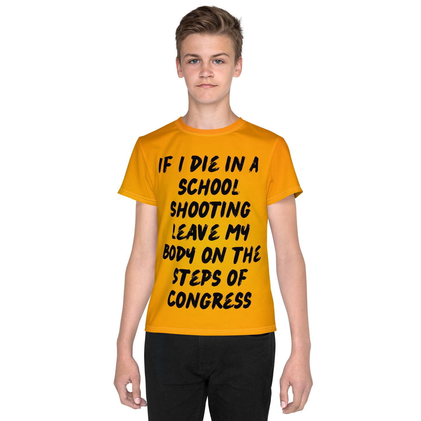 Youth if i die in a school shooting crew neck wear orange and end gun violence t-shirt