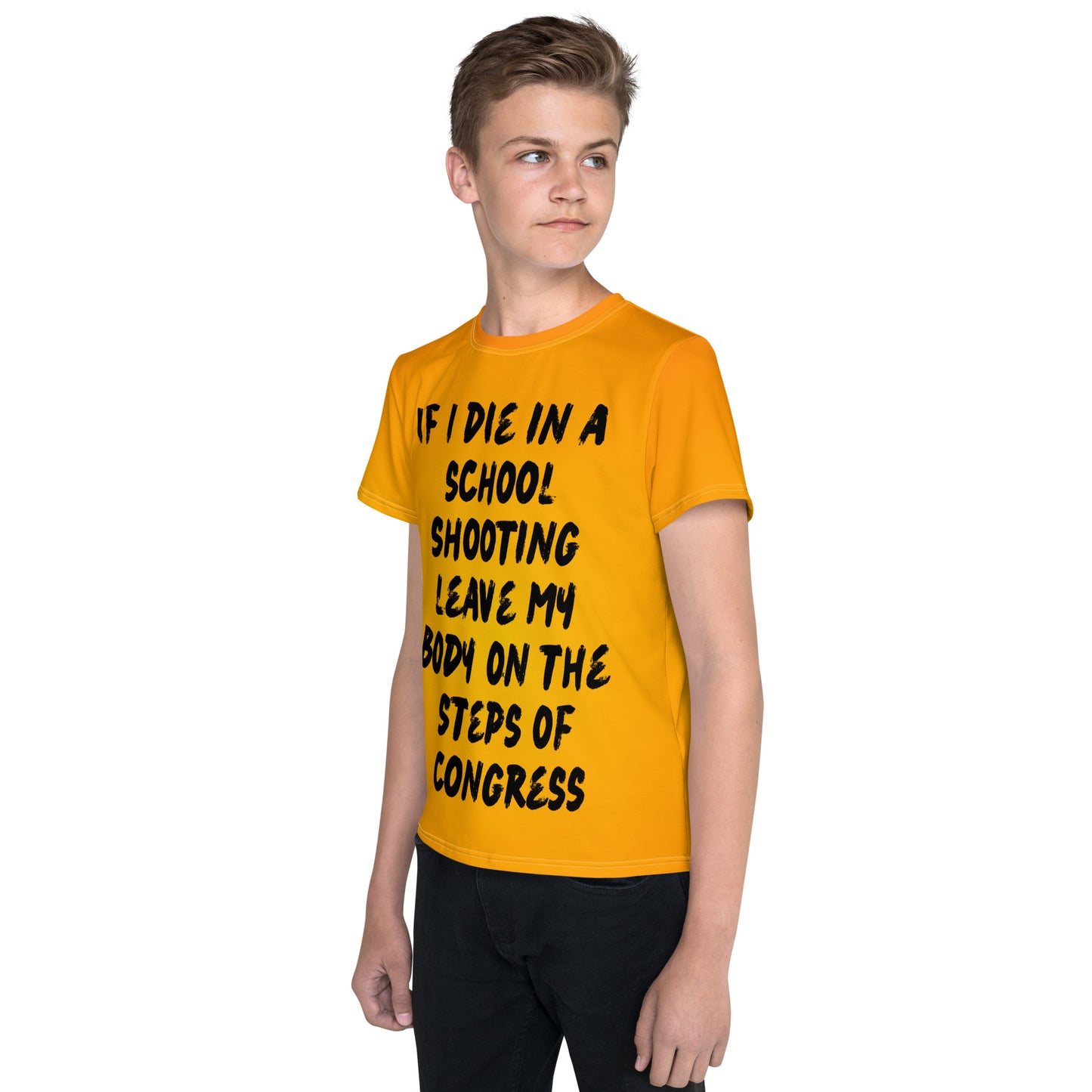 Youth if i die in a school shooting crew neck wear orange and end gun violence t-shirt