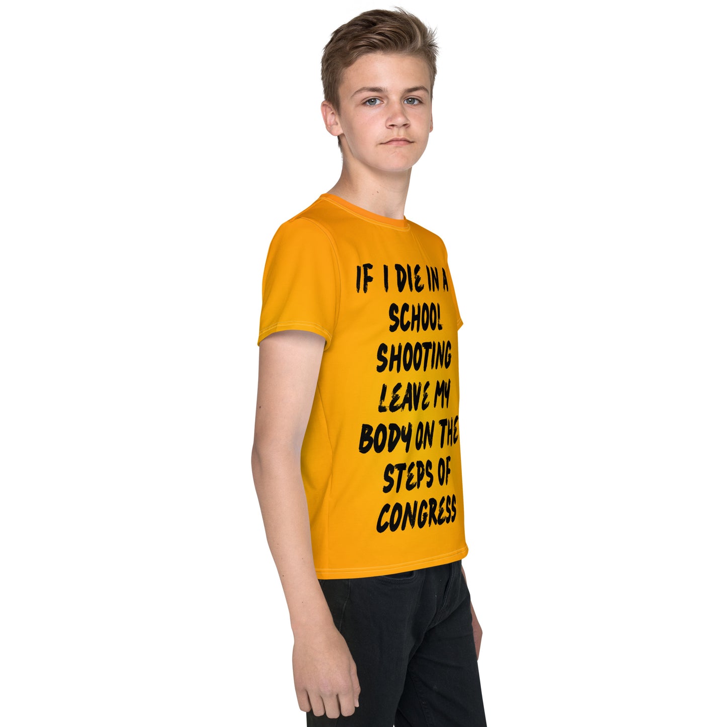 Youth if i die in a school shooting crew neck wear orange and end gun violence t-shirt