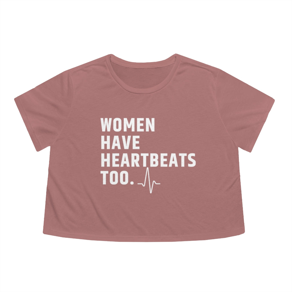 Roe vs Wade Women have Heartbeats too Women's Flowy Cropped Tee