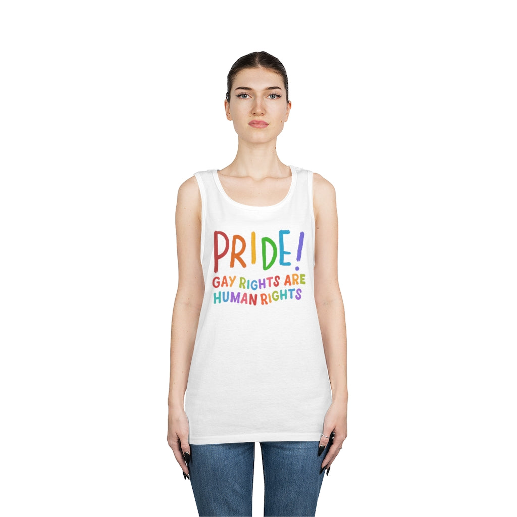 Pride Gay Rights are Human Rights Heavy Cotton Tank Top