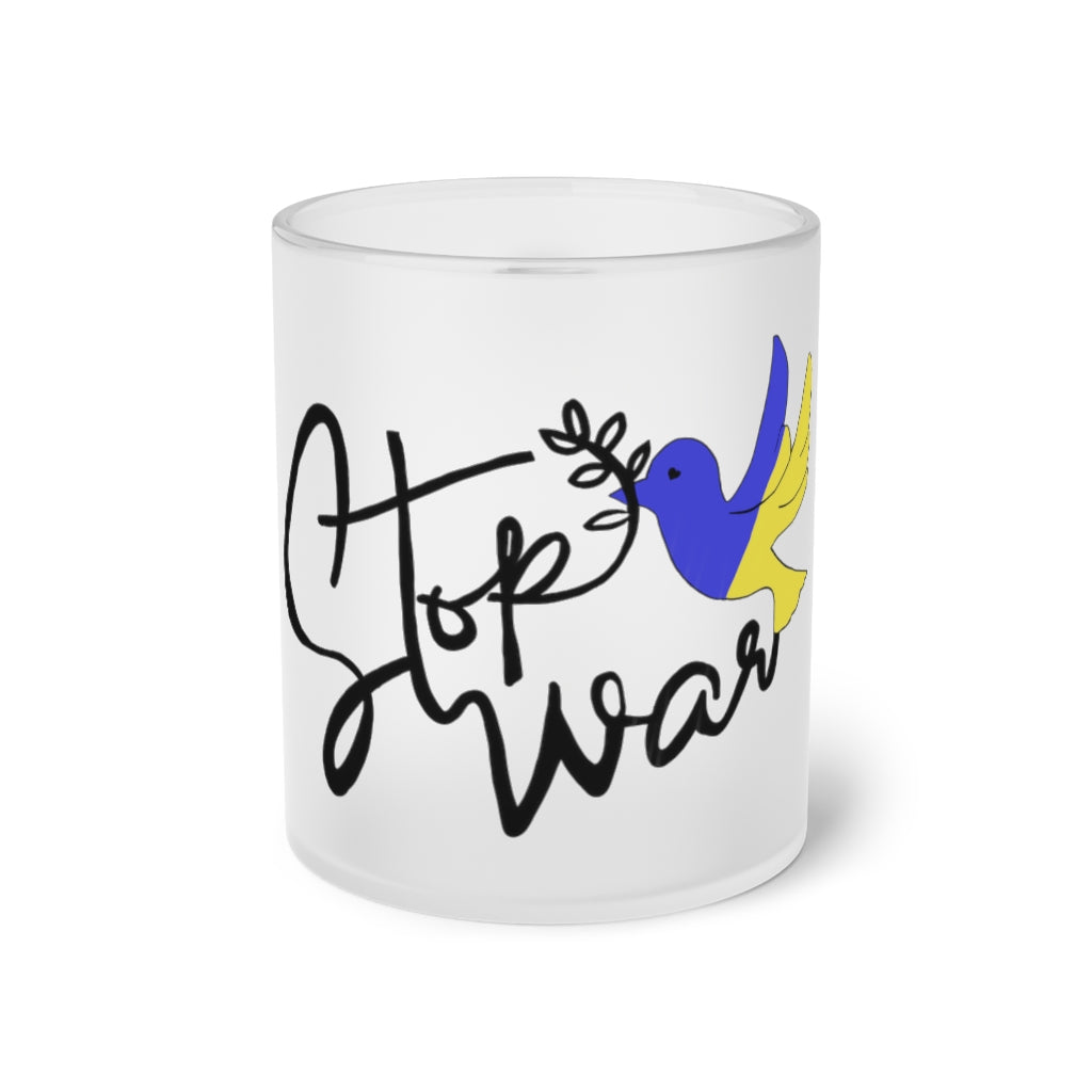 Stop War Ukraine Frosted Glass Mug