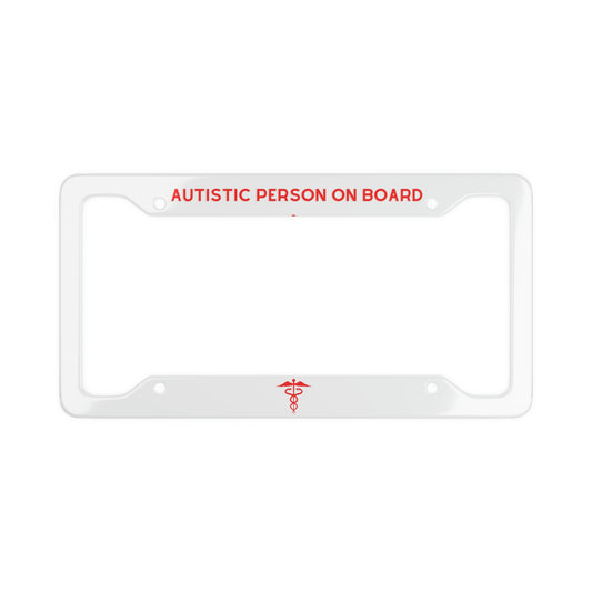 Autistic Person on board License Plate Frame