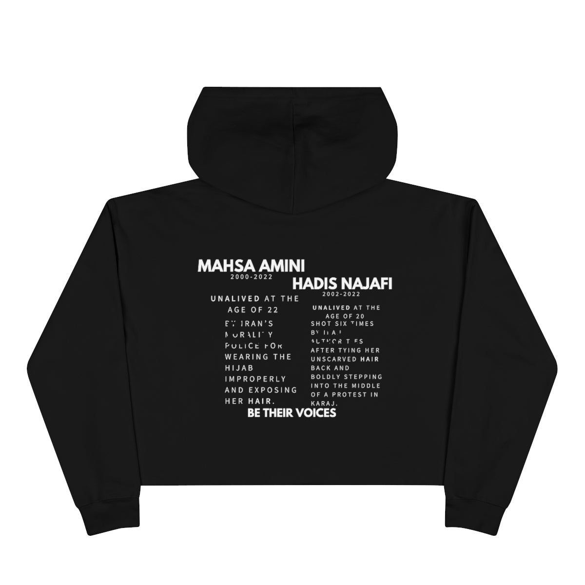 Freedom is not given it is won Mahsa Amini Hadis Najafi Crop Hoodie