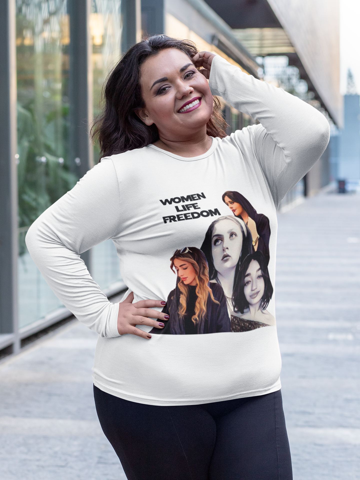 Women Life Freedom, Stand with Iranian women, Mahsa Amini Long Sleeve Fitted Crew